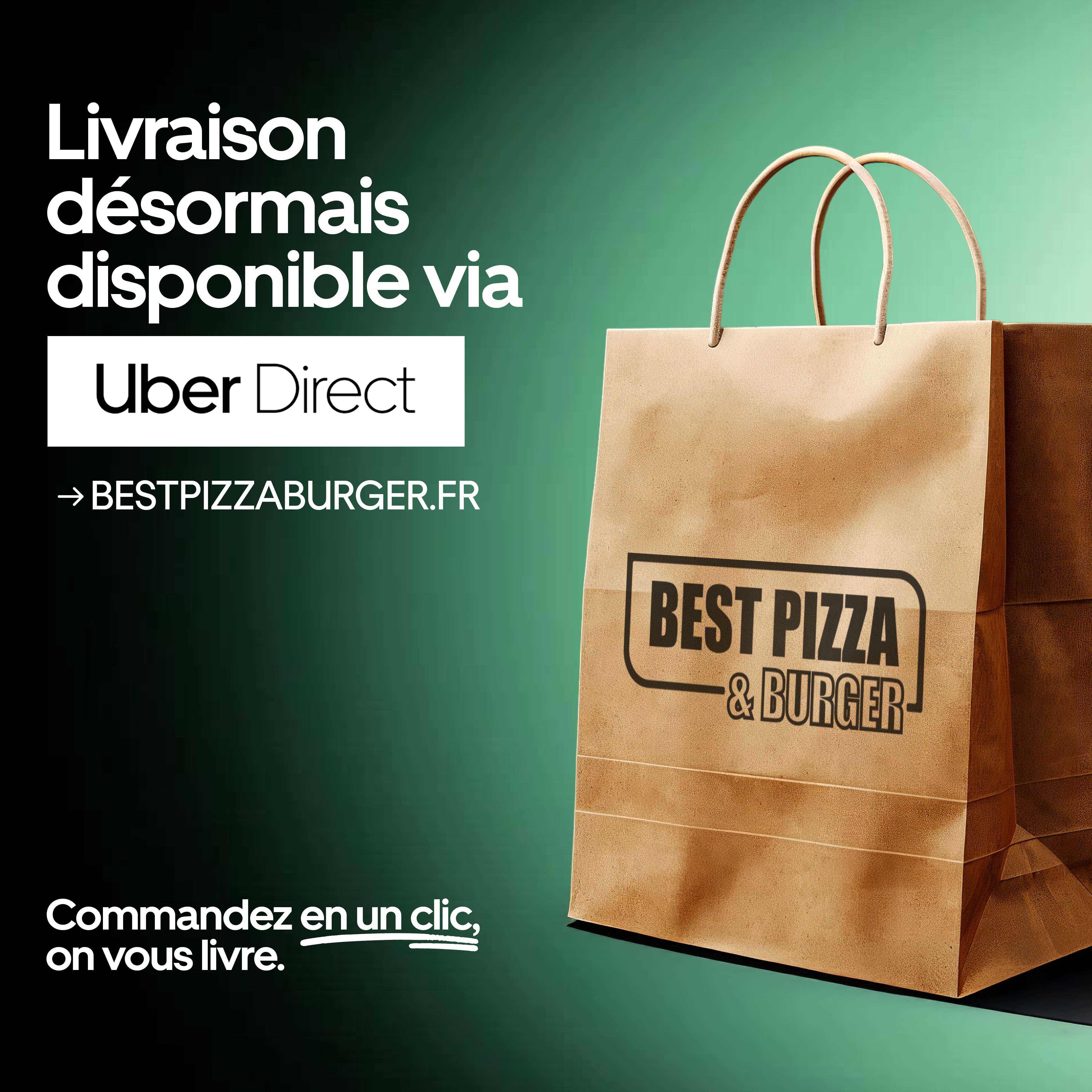 Image de BEST PIZZA & BURGER Les Mureaux : la livraison à domicile arrive avec Uber Direct !